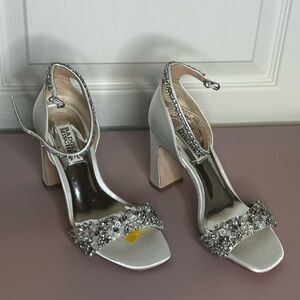 Badgley Mischka Silver Embellished Heels